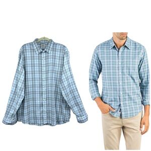 Faherty Mens Shirt Sz XXL ULTRA FINE NEWPORT CHECK- SEA MIST PLAID Button Up